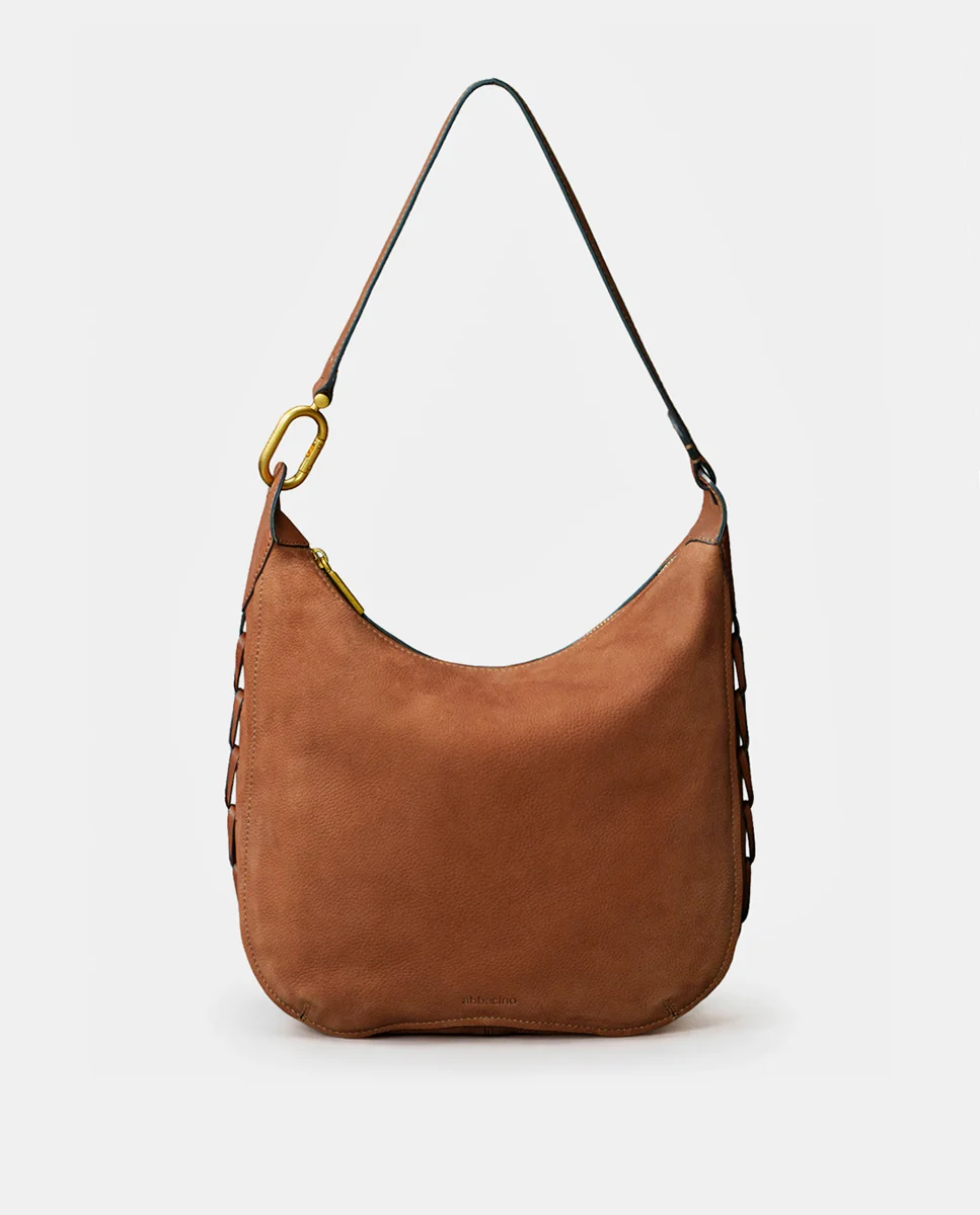 Bolso de hombro en nobuck cognac - Imagen 2