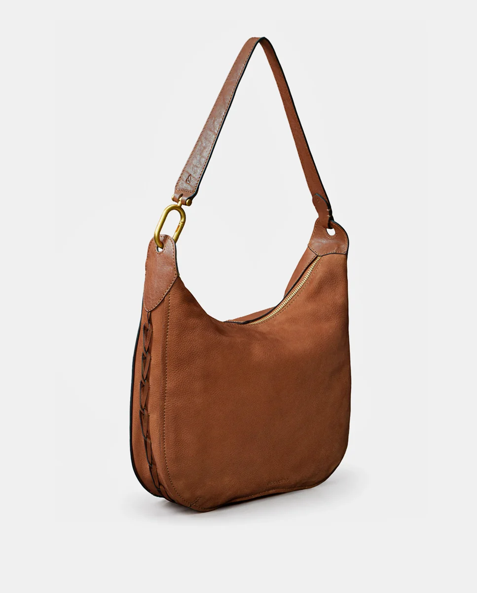Bolso de hombro en nobuck cognac - Imagen 4
