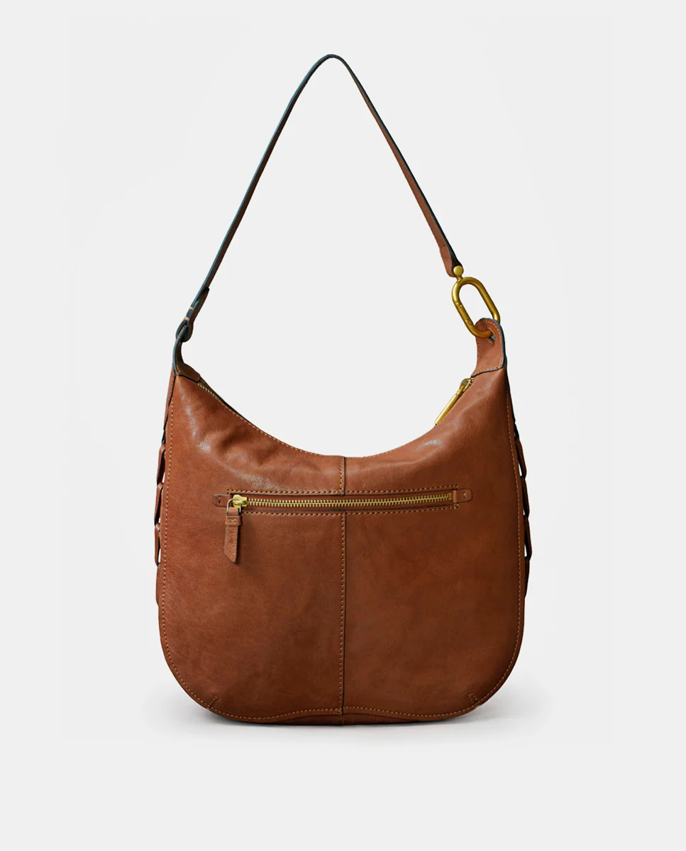 Bolso de hombro en nobuck cognac - Imagen 5