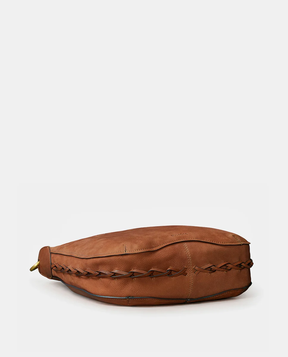 Bolso de hombro en nobuck cognac - Imagen 6