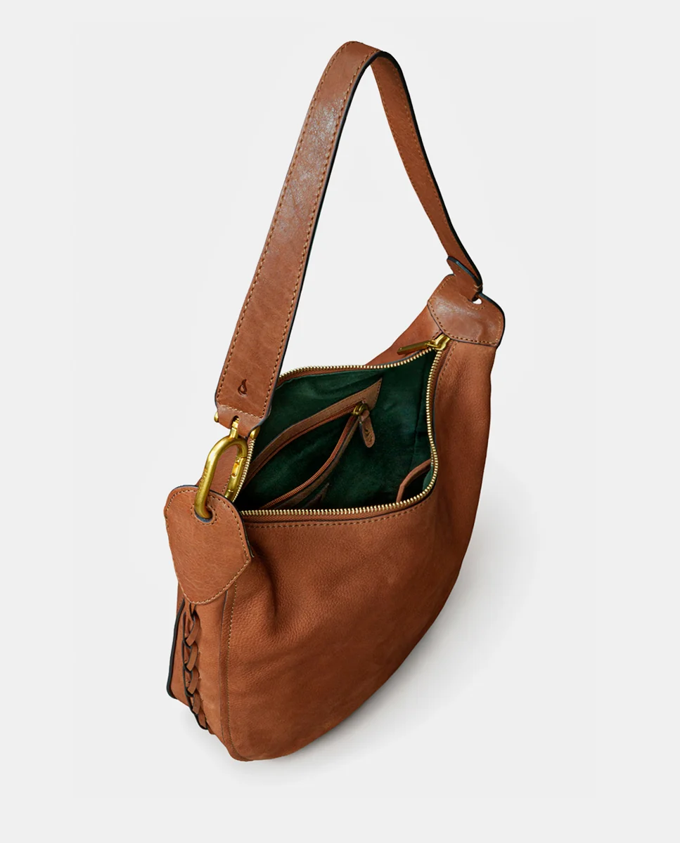 Bolso de hombro en nobuck cognac - Imagen 7