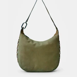 Bolso de hombro en nobuck verde
