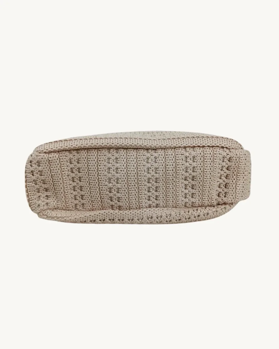 Bolso Ganchillo Crochet Beige con Asas de Mano y Bandolera - Imagen 6