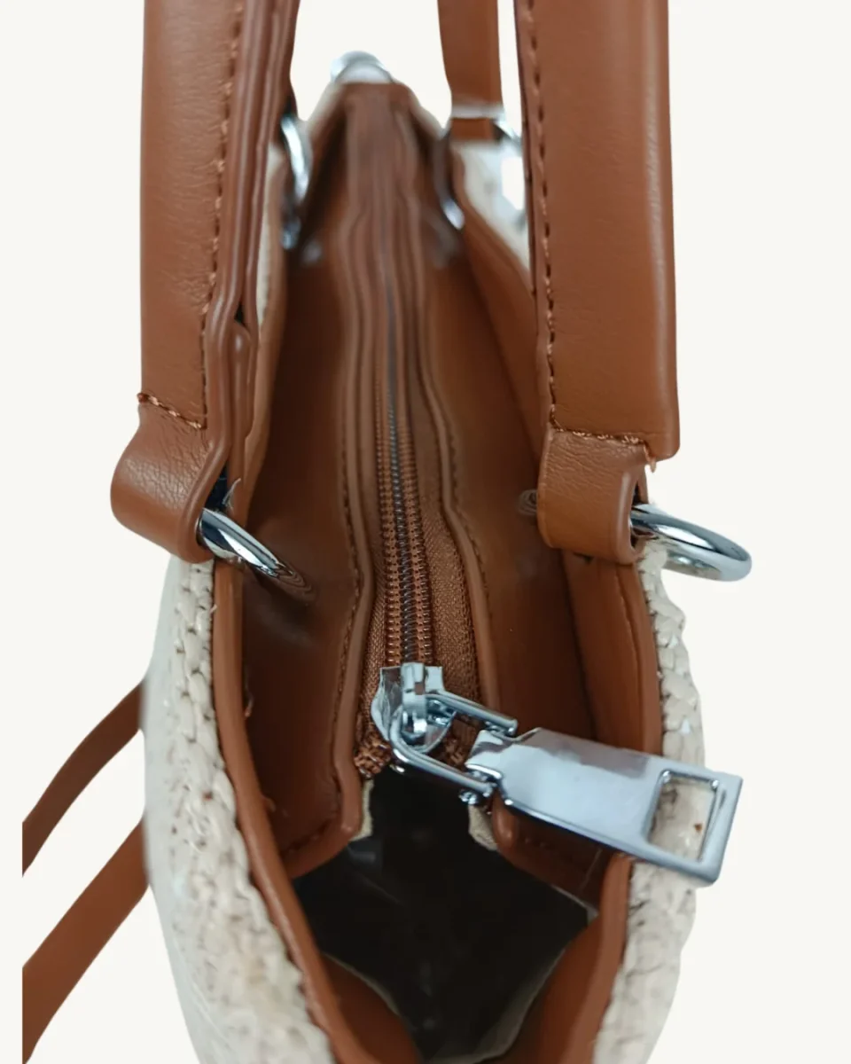 Bolso Ganchillo Crochet Beige con Asas de Mano y Bandolera - Imagen 8