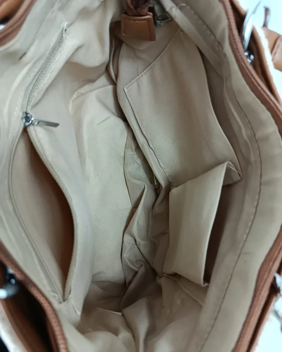 Bolso Ganchillo Crochet Beige con Asas de Mano y Bandolera - Imagen 9