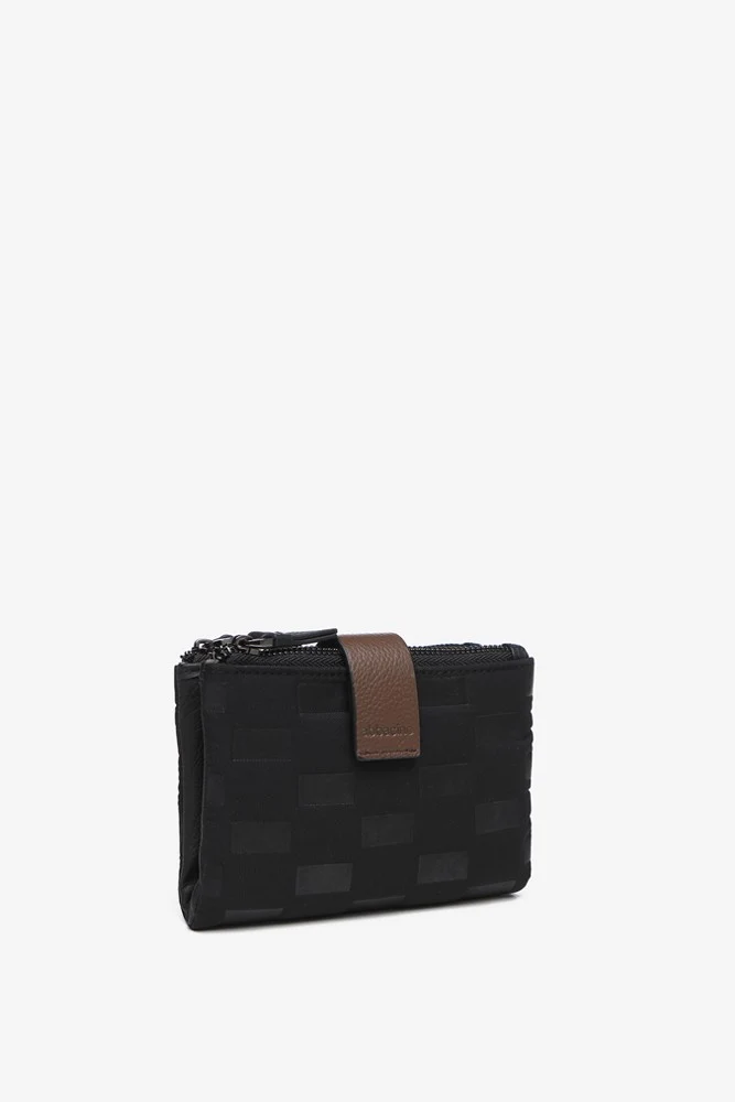 Cartera pequeña de mujer en nylon acolchado negro