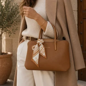 Bolso de Mano Camel Mujer Piel Sintética con Bandolera
