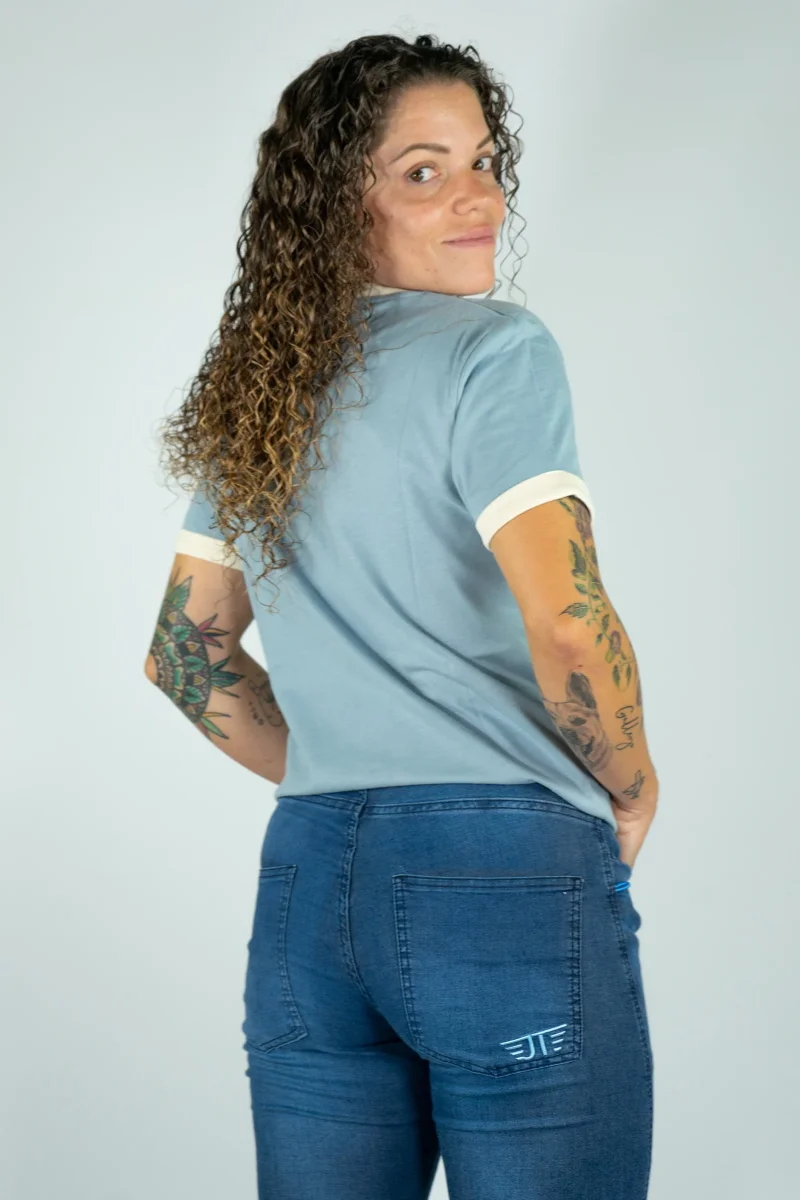 Camiseta Algodón Orgánico Ringer Blue Mujer - Imagen 4
