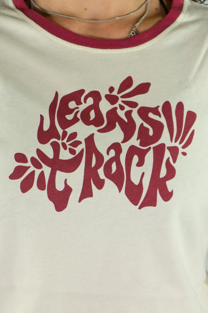 Camiseta Algodón Orgánico Ringer Beige Mujer - Imagen 6