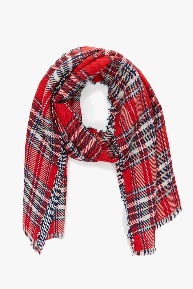Bufanda de mujer reversible en azul y rojo - Imagen 3