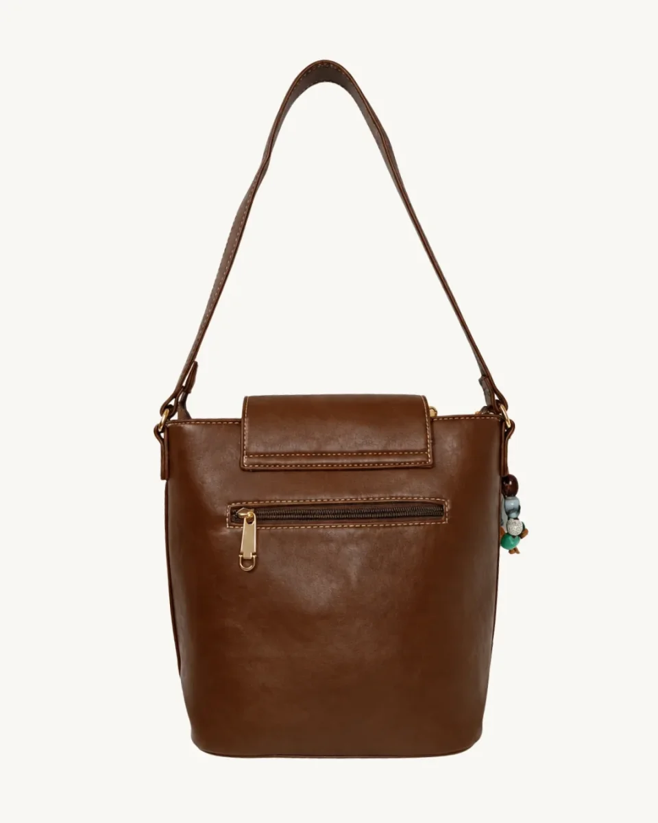 Bolso Mujer Bandolera de Mano con Solapa Burdeos y Correa Ajustable - Imagen 7