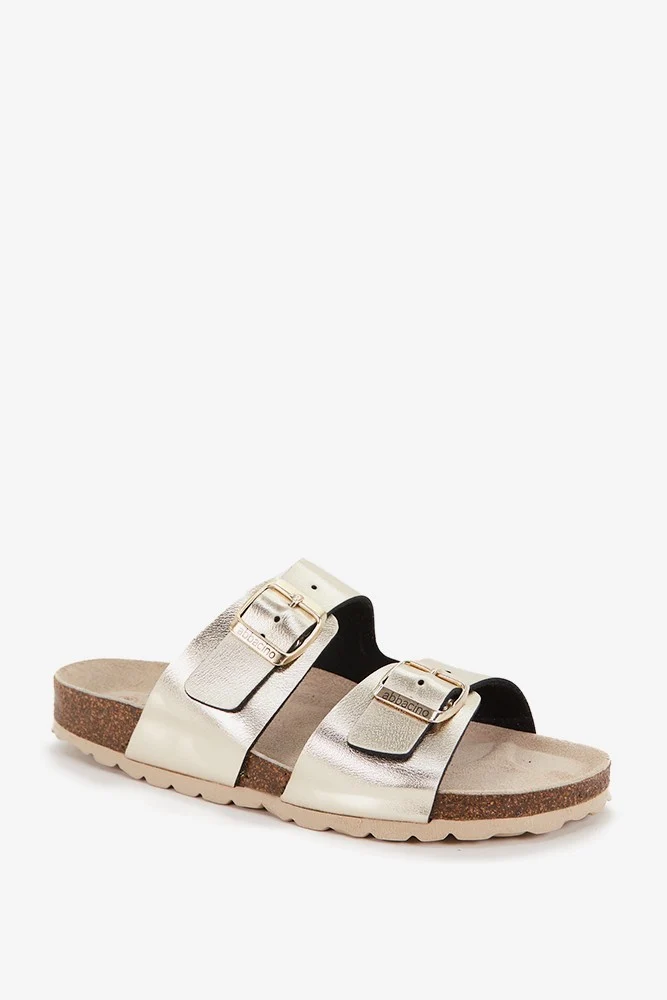 Sandalia plana de mujer en beige perlado - Imagen 4