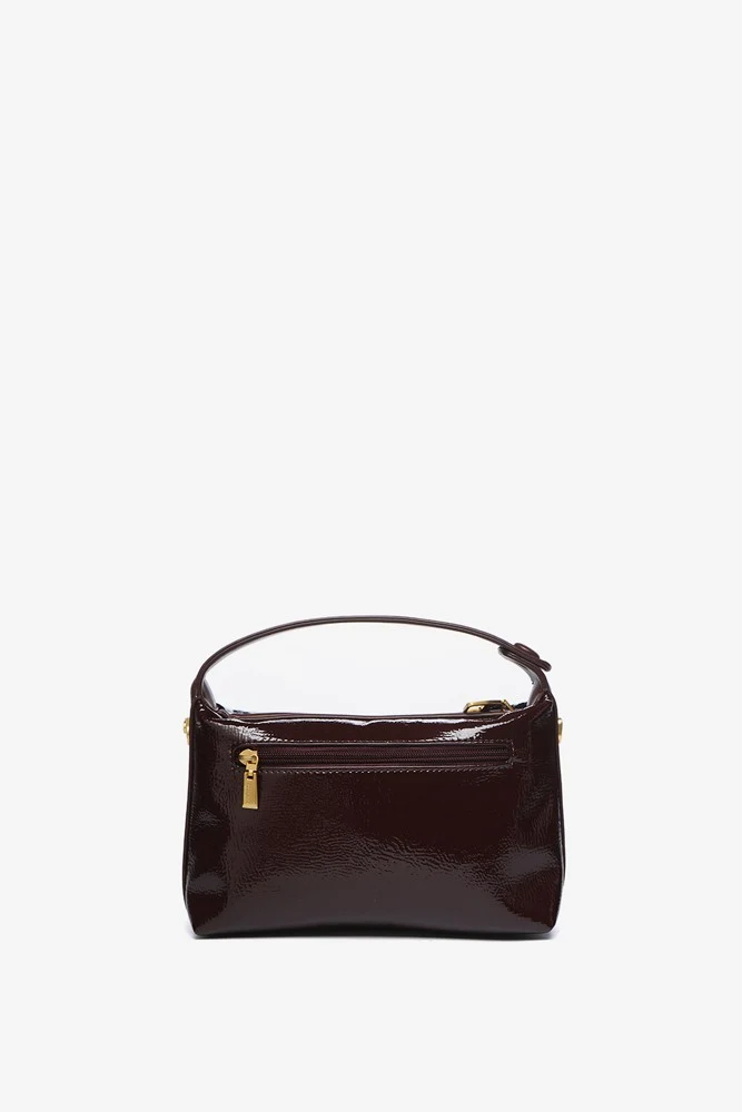 Bolso de hombro pequeño en charol burdeos - Imagen 4