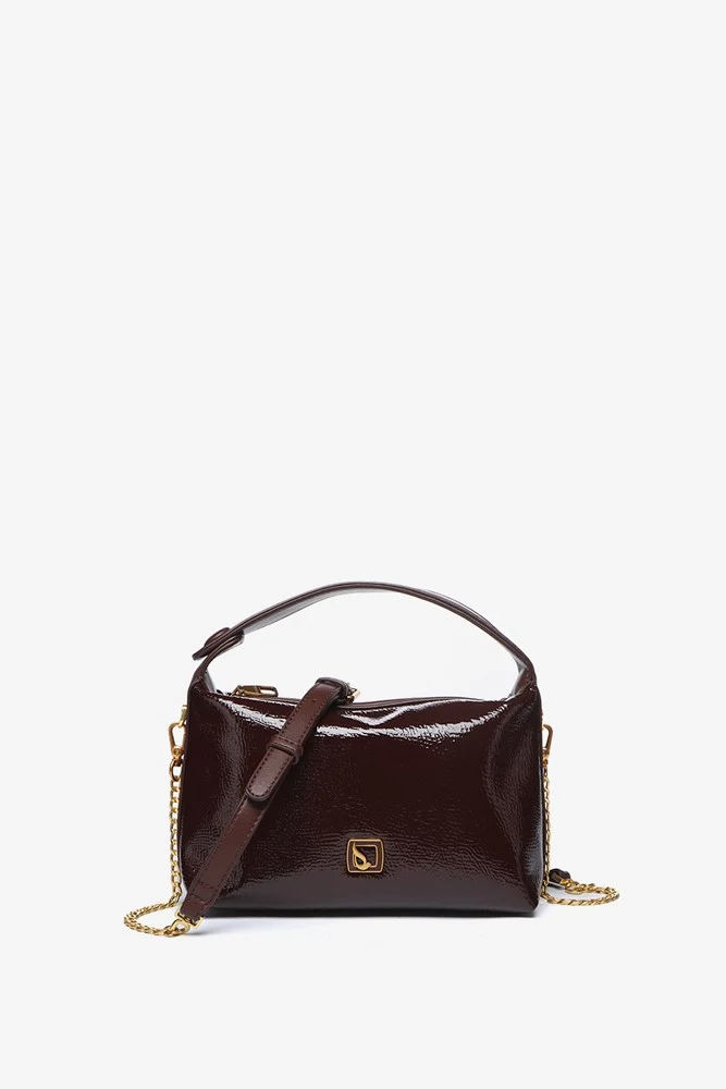 Bolso de hombro pequeño en charol burdeos - Imagen 5
