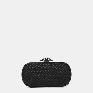 Clutch de fiesta con estampado geométrico en negro