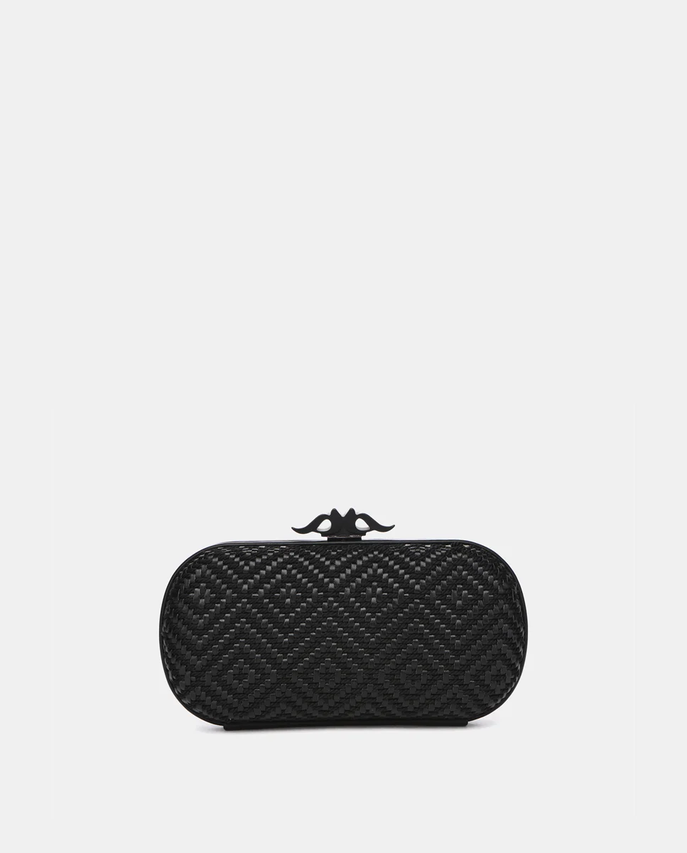 Clutch de fiesta con estampado geométrico en negro