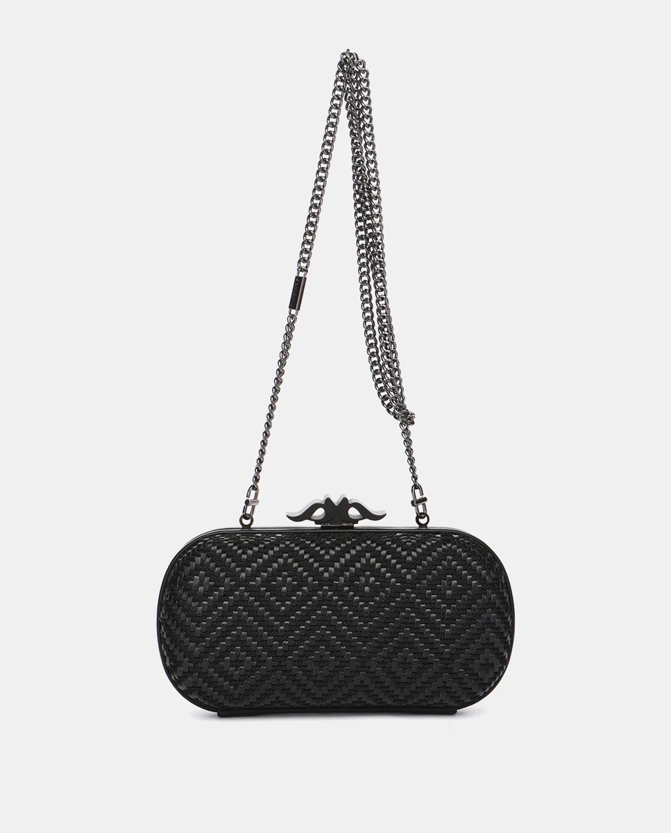 Clutch de fiesta con estampado geométrico en negro - Imagen 5