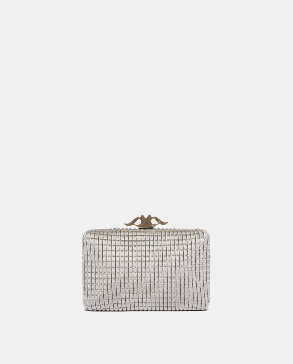 Clutch de fiesta en terciopelo beige - Imagen 4
