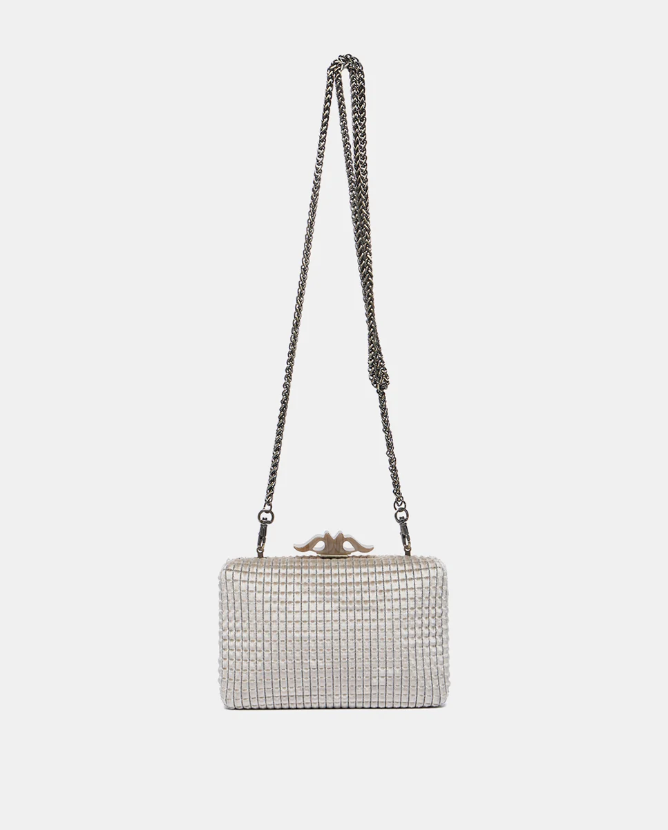 Clutch de fiesta en terciopelo beige - Imagen 5