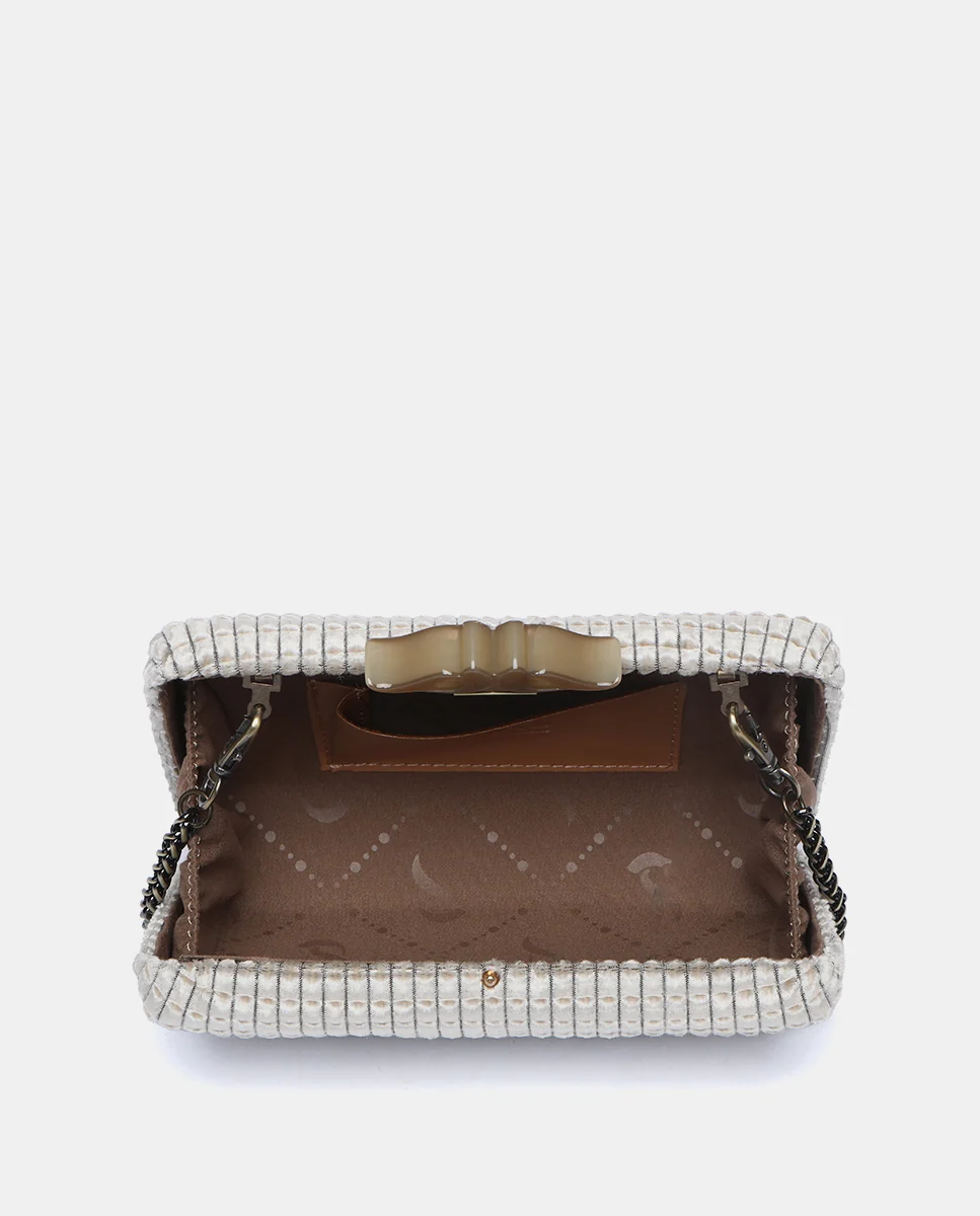 Clutch de fiesta en terciopelo beige - Imagen 7