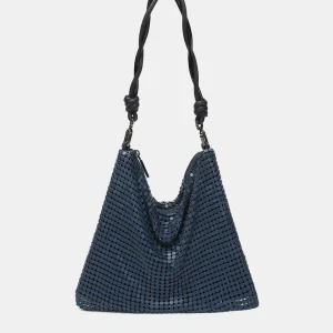 Bolso de hombro en malla metálica azul