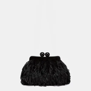 Bolso de fiesta de plumas negro