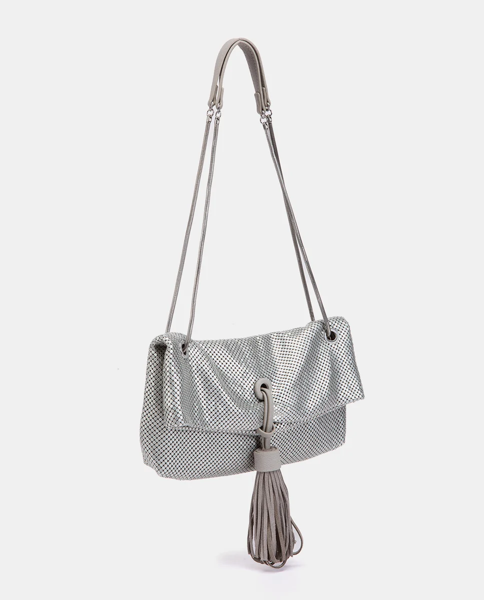 Bandolera de malla metálica plata - Imagen 3