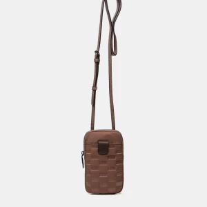 Bolso para el móvil de mujer en nylon acolchado taupe