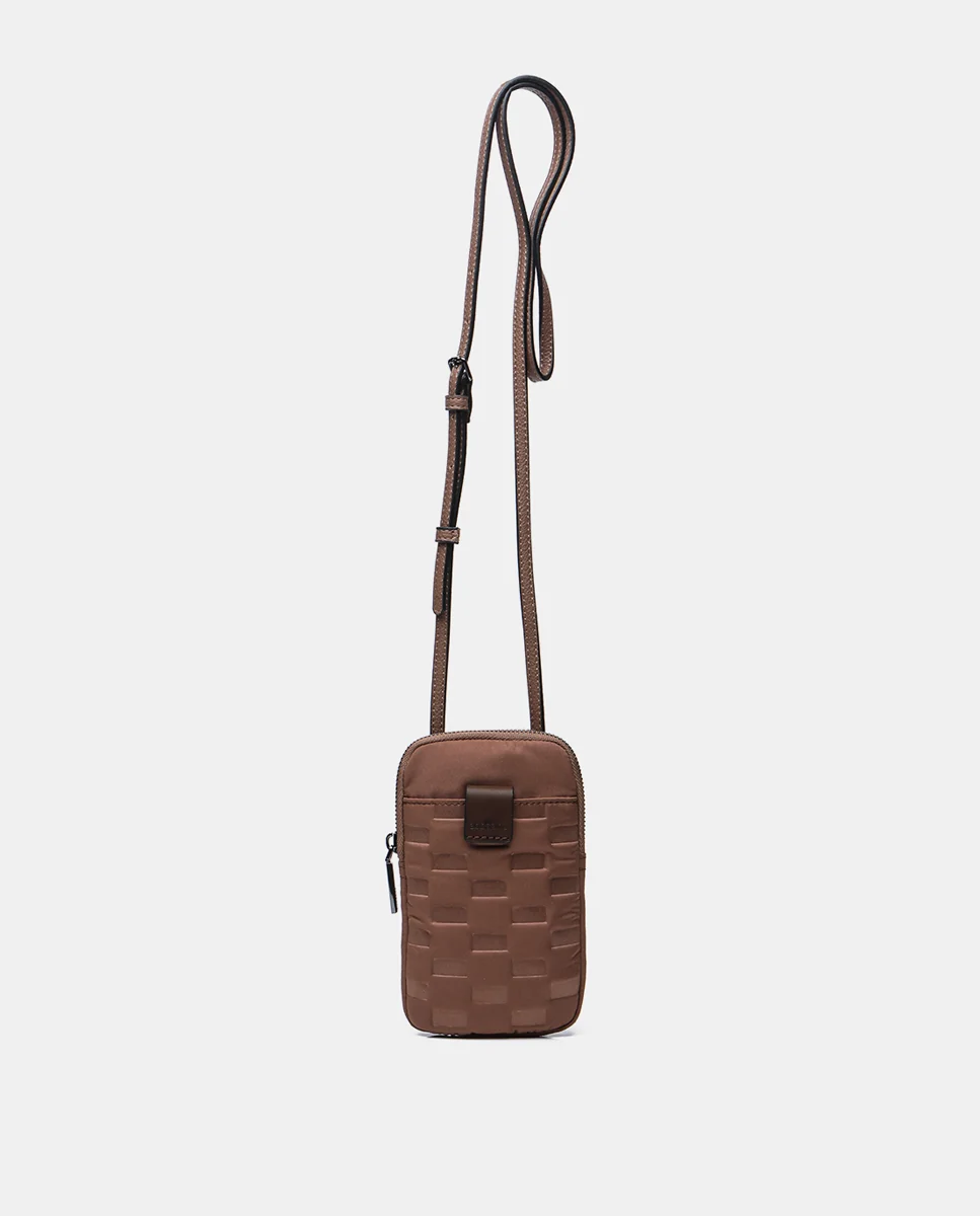 Bolso para el móvil de mujer en nylon acolchado taupe - Imagen 2