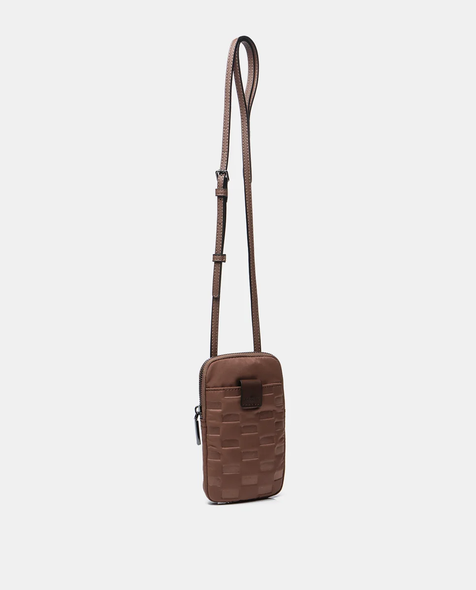 Bolso para el móvil de mujer en nylon acolchado taupe - Imagen 3