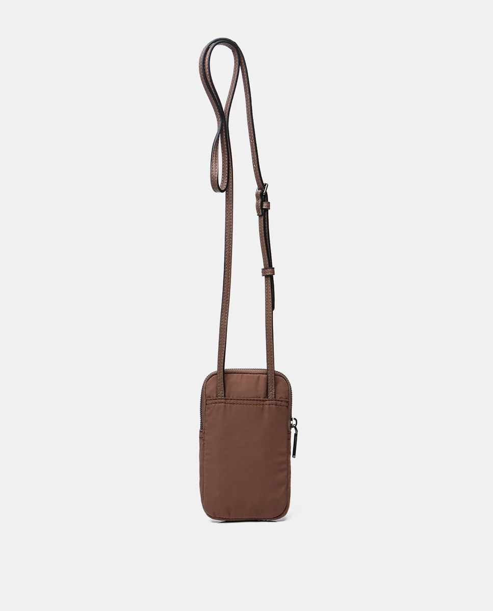 Bolso para el móvil de mujer en nylon acolchado taupe - Imagen 4