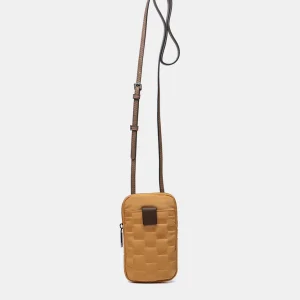 Bolso para el móvil de mujer en nylon acolchado ámbar