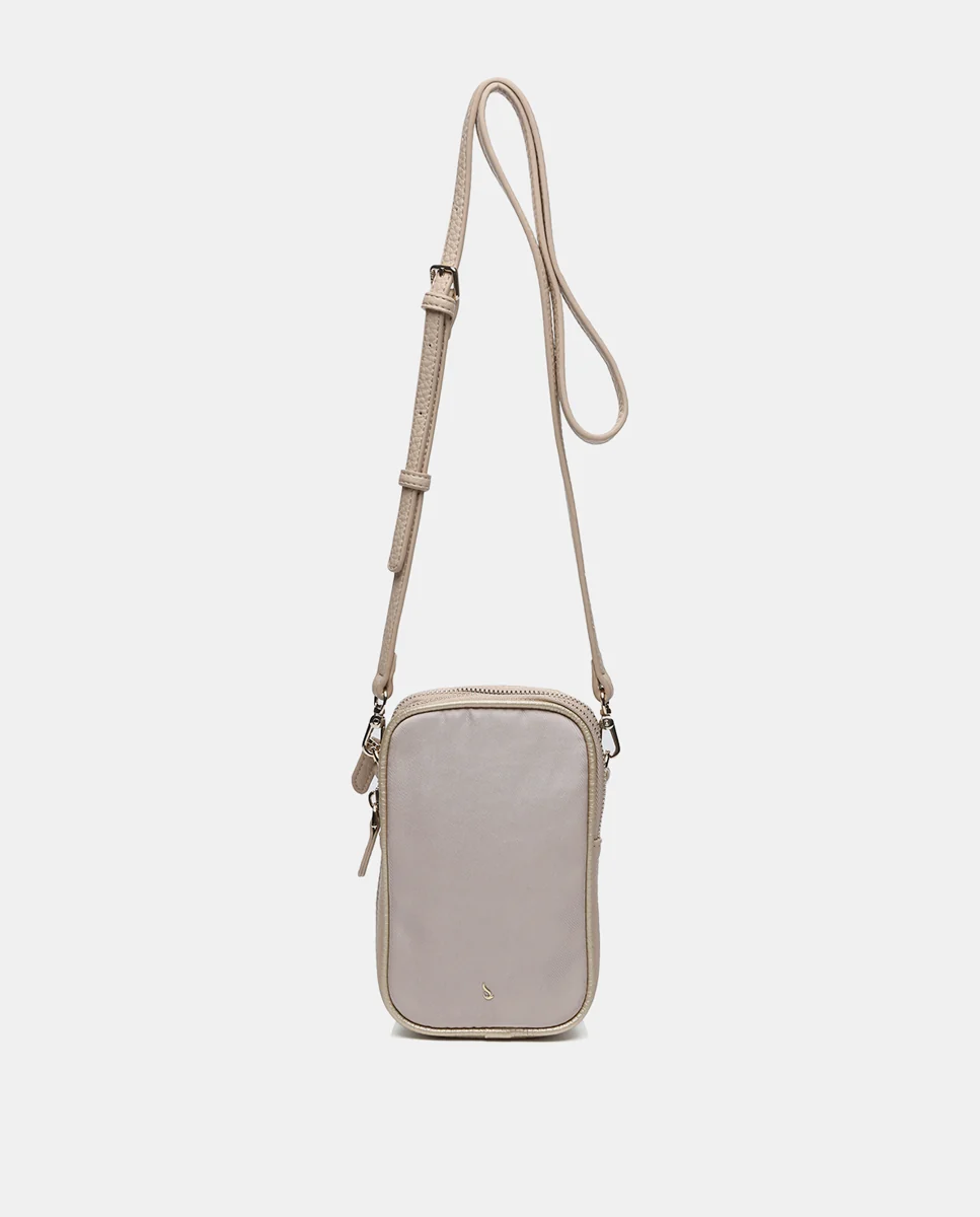 Bolso para el móvil en materiales reciclados beige