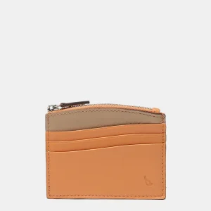 Tarjetero en piel naranja