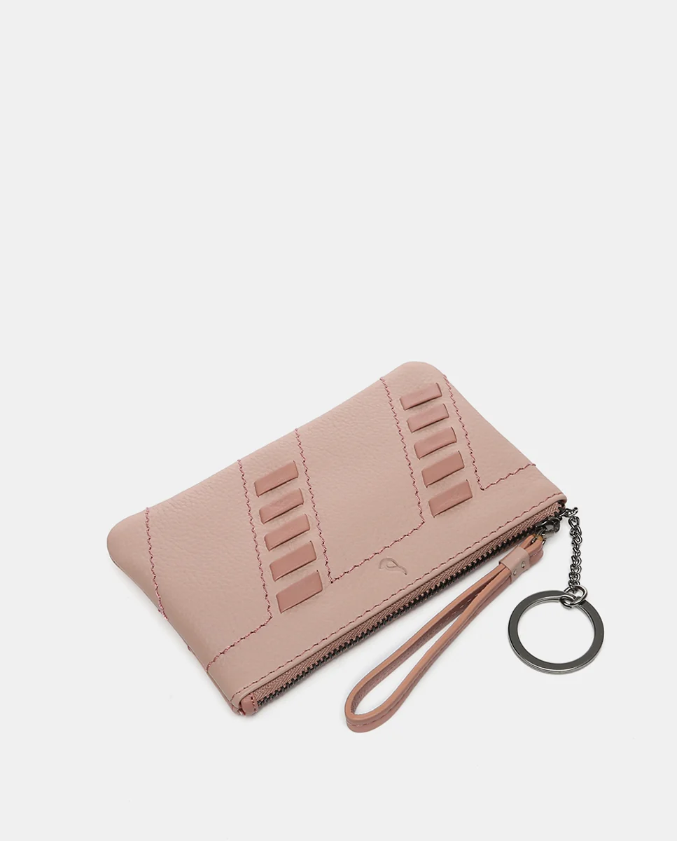 Monedero con detalles pasados en piel rosa - Imagen 6