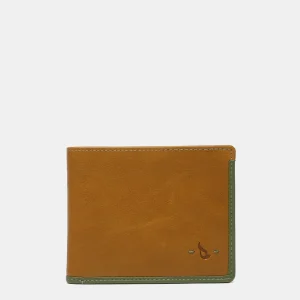 Cartera de hombre de piel con protección RFID en ámbar