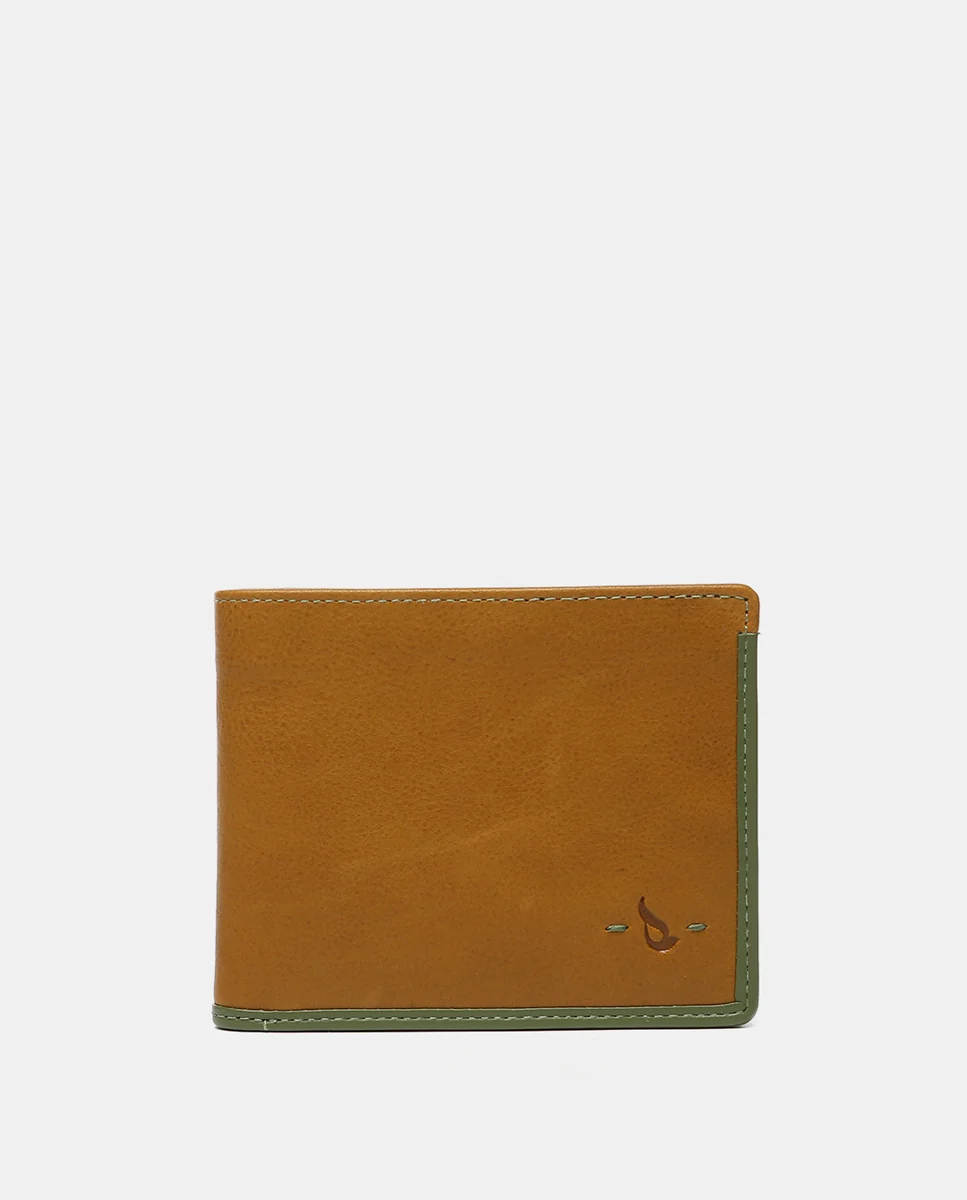 Cartera de hombre de piel con protección RFID en ámbar - Imagen 2