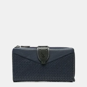 Cartera grande en piel azul