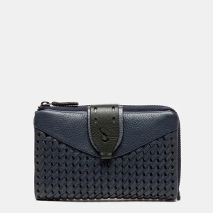 Cartera mediana en piel azul