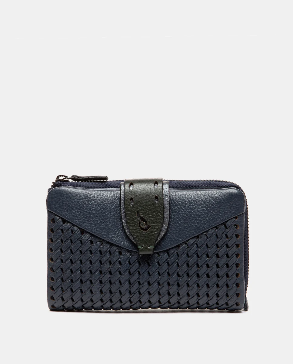 Cartera mediana en piel azul - Imagen 2
