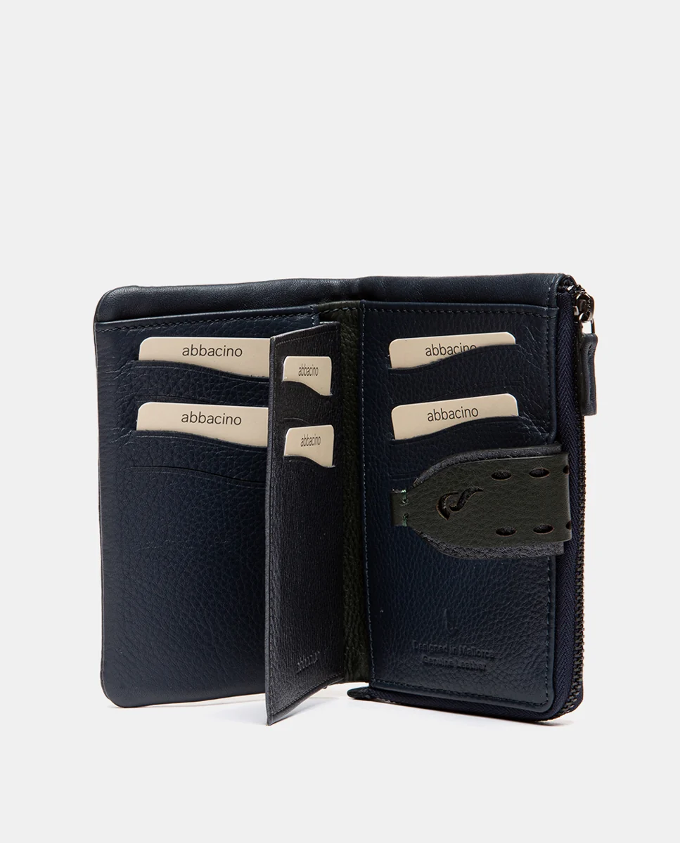 Cartera mediana en piel azul - Imagen 3