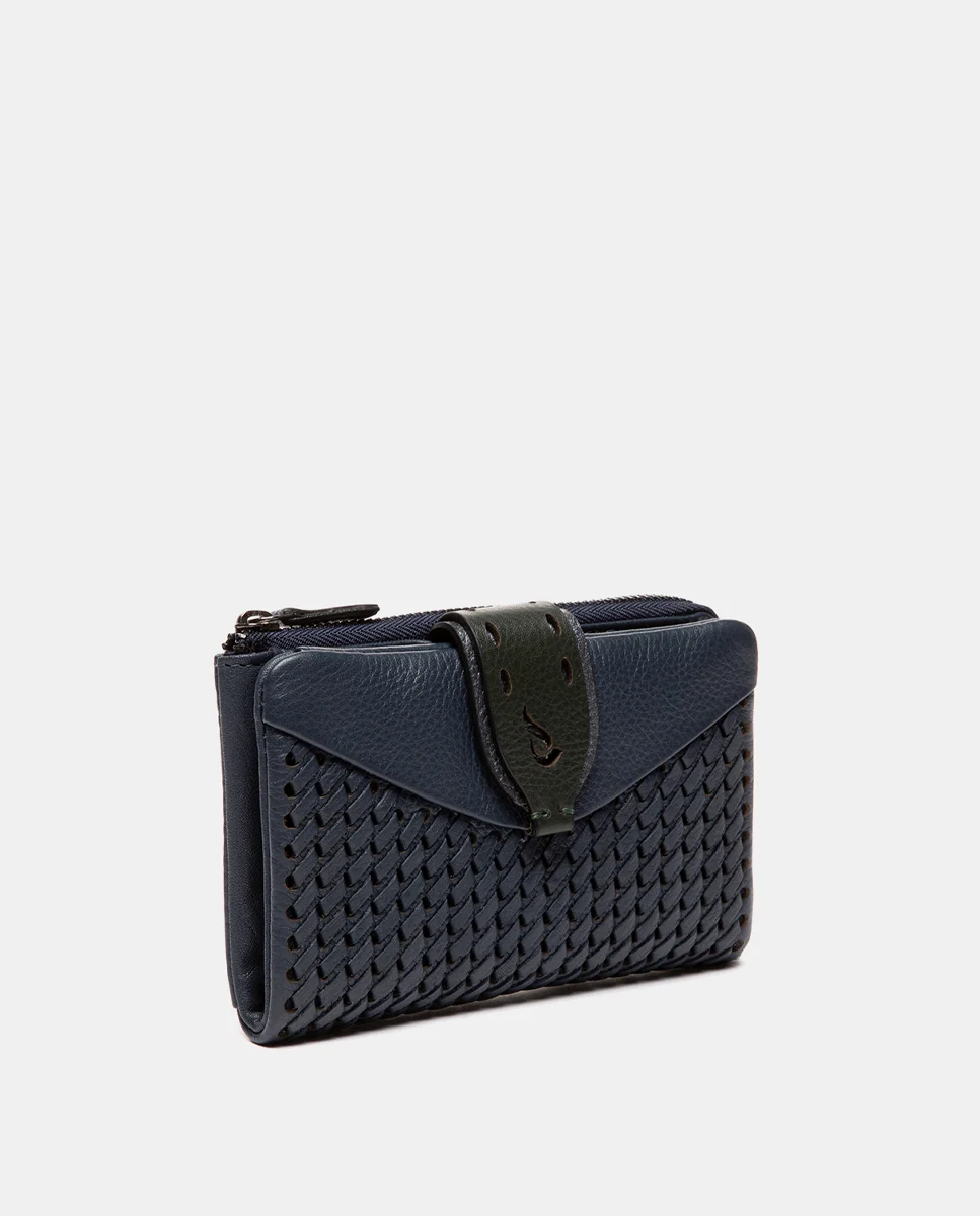 Cartera mediana en piel azul - Imagen 5