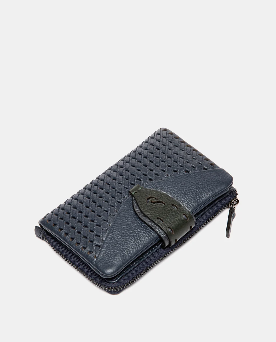 Cartera mediana en piel azul - Imagen 6