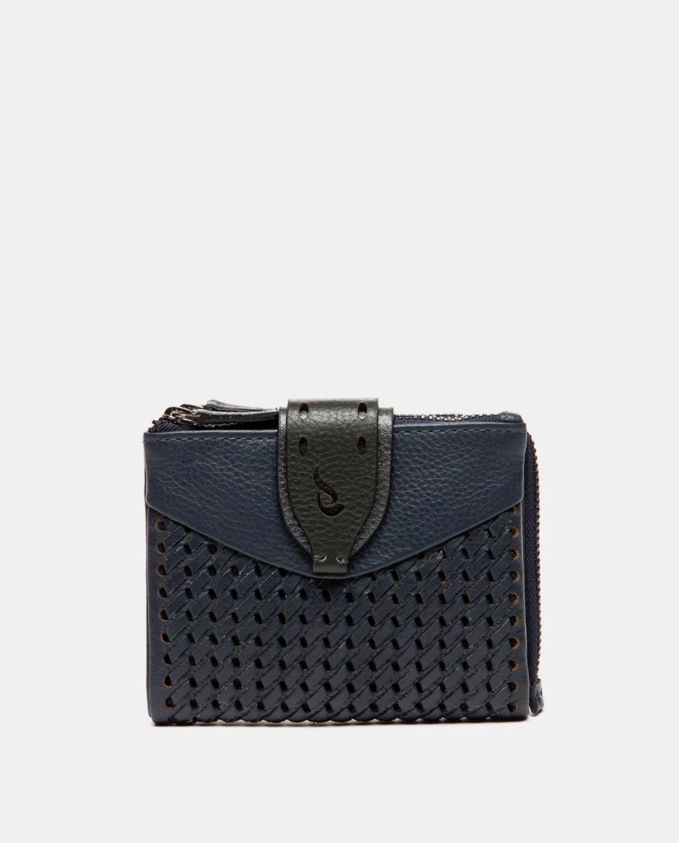Cartera pequeña en piel azul