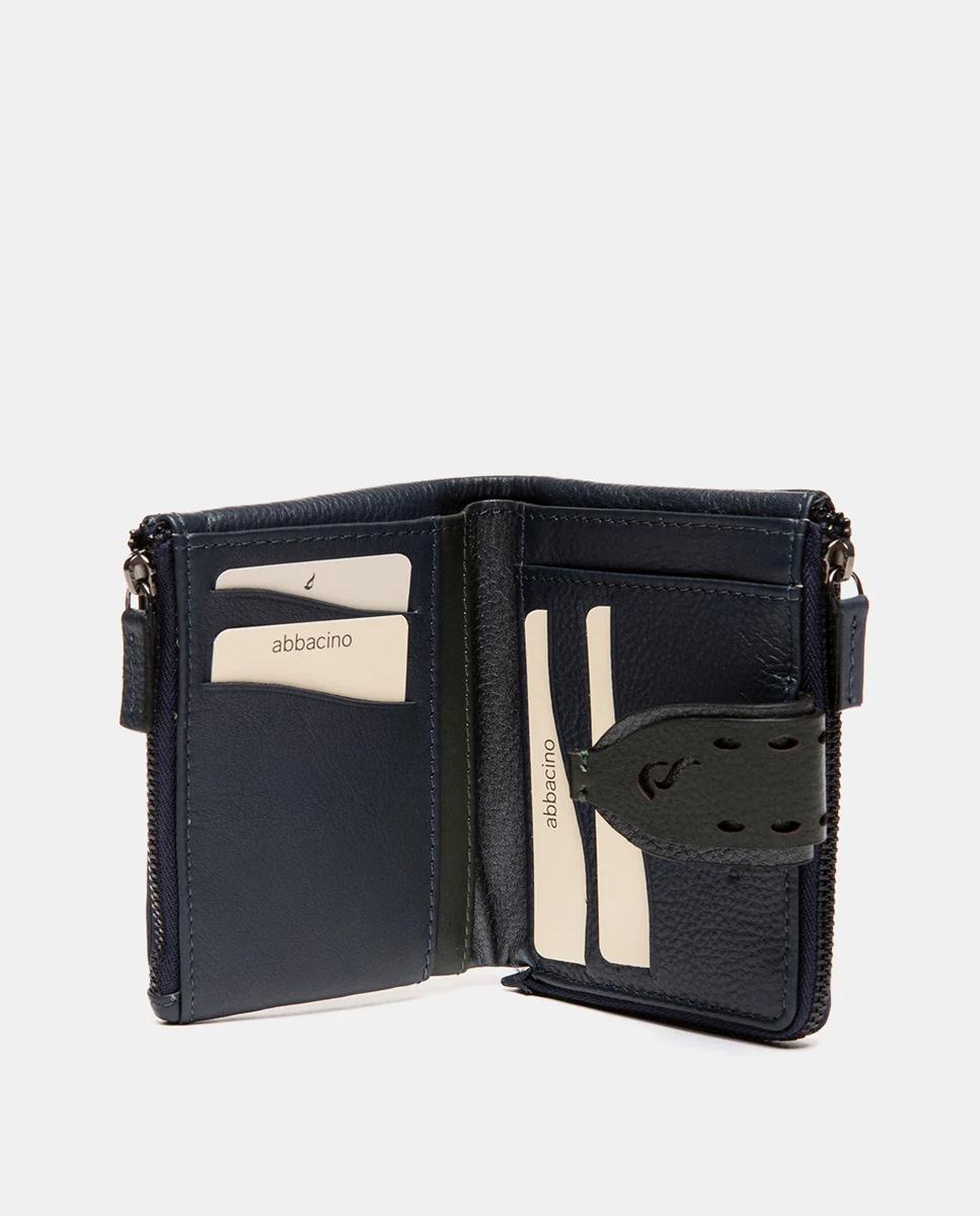 Cartera pequeña en piel azul - Imagen 3