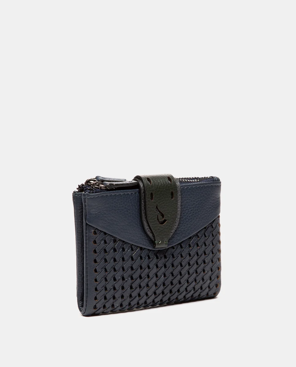 Cartera pequeña en piel azul - Imagen 5