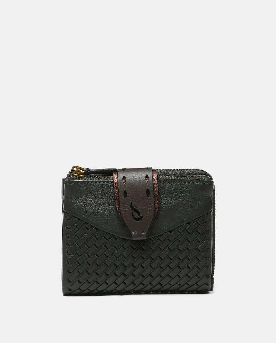 Cartera pequeña en piel verde - Imagen 2