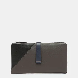 Cartera grande en piel bicolor gris