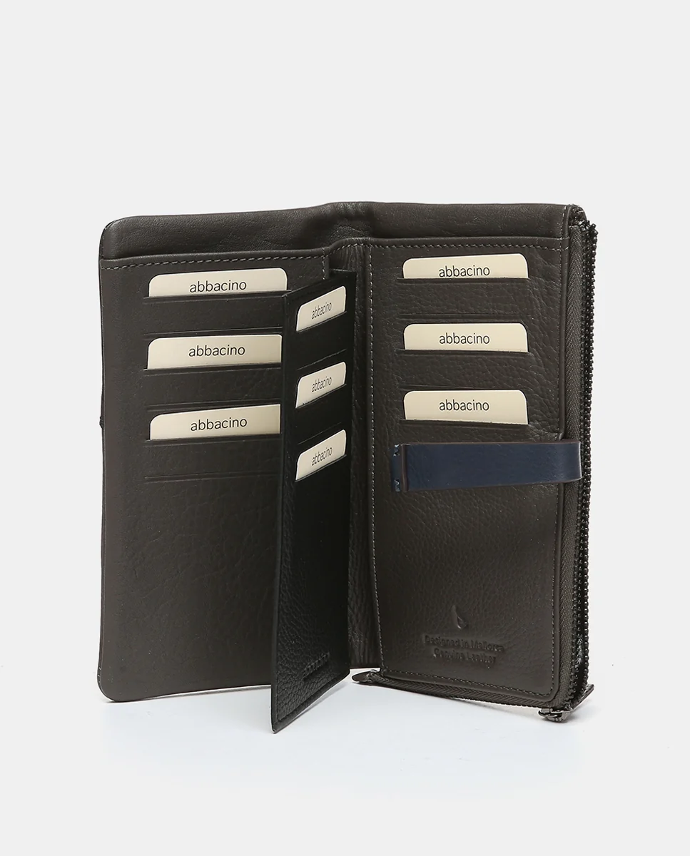 Cartera grande en piel bicolor gris - Imagen 3
