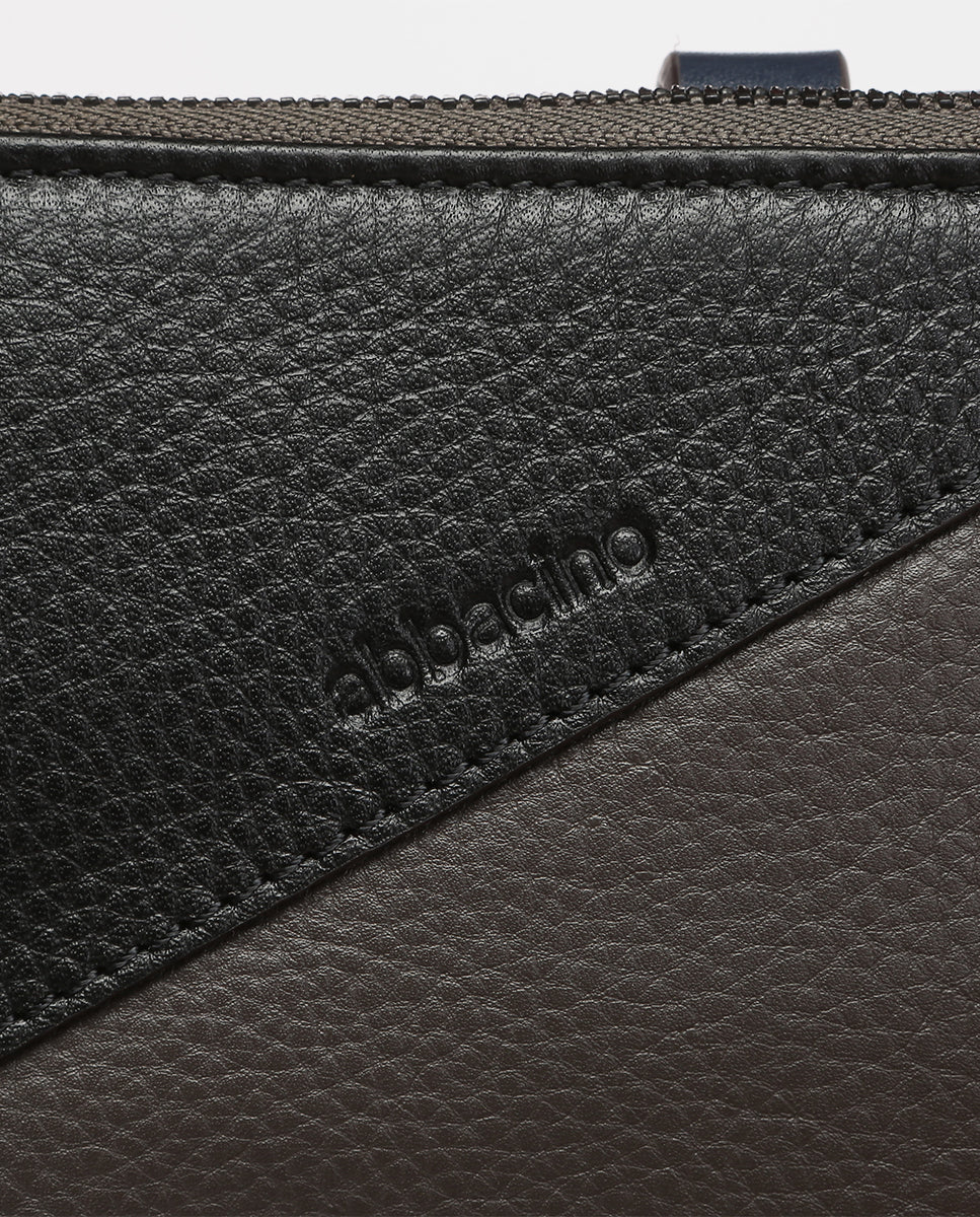 Cartera grande en piel bicolor gris - Imagen 7